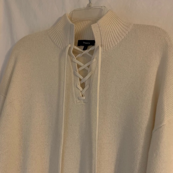 Theory 100% cashmere sweater with lace up neckline - Picture 4 of 7